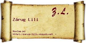 Zárug Lili névjegykártya